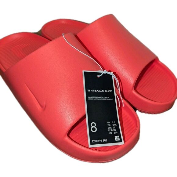 Woman's Chunky Slip On Sandals Nike Calm Slide - NWT Size 8 Magic Ember - Picture 1 of 10